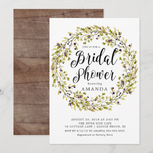 Rustige Olive Wreath Bridal Shower Kaart