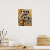 Rustige Omhelzing – Waterverf Meerkat Pair Poster (Keuken)