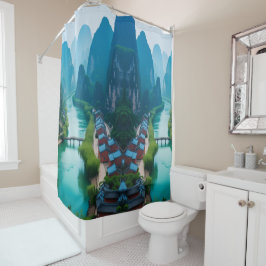 Rustige ontsnapping - Karst River Serenity Douchegordijn