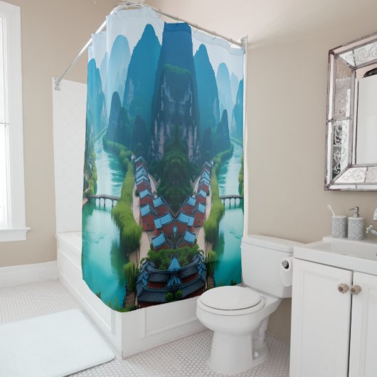 Rustige ontsnapping - Karst River Serenity Douchegordijn (In situ)