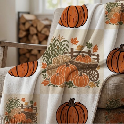 Rustige oogstpatchwork herfst Gingham herfst  Deken