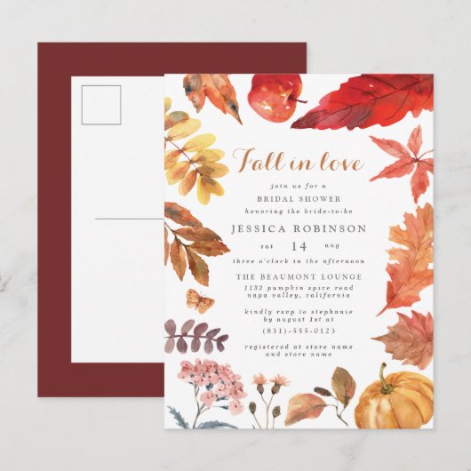 Rustige Oranje bladeren | Met Herfst gelijkgesteld Uitnodiging Briefkaart (Voorkant / Achterkant)