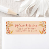 Rustige Oranje bladzijden najaar label retouradres (Insitu)