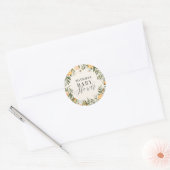 Rustige oranje botanische baby shower van citrusvr ronde sticker (Envelop)