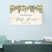 Rustige oranje botanische baby shower van citrusvr spandoek (Beurs)