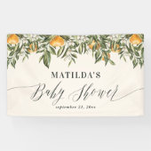 Rustige oranje botanische baby shower van citrusvr spandoek (Horizontaal)