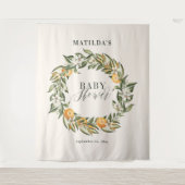 Rustige oranje botanische baby shower van citrusvr wandkleed (Voorkant)