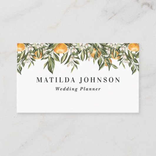 Rustige oranje botanische citrusvruchten  visitekaartje (Voorkant)