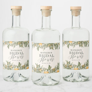 Rustige oranje botanische vrijgezellenfeest van ci likeurfles etiket