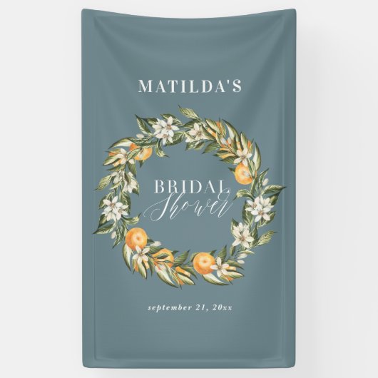 Rustige oranje botanische vrijgezellenfeest van ci spandoek (Verticaal)