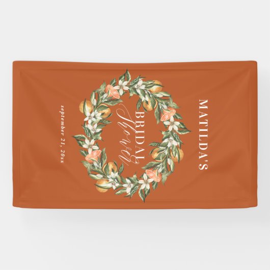 Rustige oranje botanische vrijgezellenfeest van ci spandoek (Horizontaal)