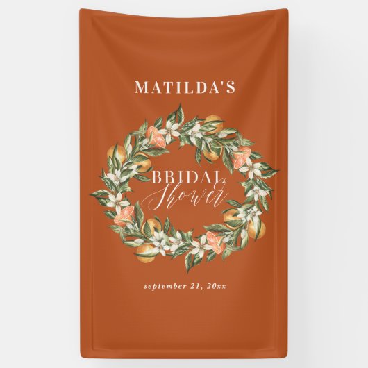 Rustige oranje botanische vrijgezellenfeest van ci spandoek (Verticaal)