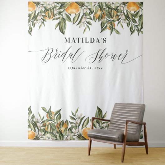 Rustige oranje botanische vrijgezellenfeest van ci wandkleed (In situ)