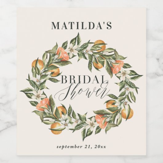 Rustige oranje botanische vrijgezellenfeest van ci wijn etiket (Enkel label)