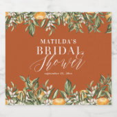 Rustige oranje citrus botanische bruidsbaby shower likeurfles etiket (Enkel label)