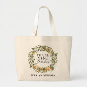 Rustige oranje citrusbodem, botanisch bedankt, ler grote tote bag (Voorkant)