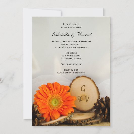 Rustige Oranje Daisy Bossen bruiloft Kaart (Voorkant)