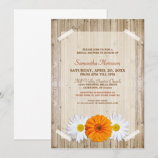 Rustige Oranje Daisy Bridal Shower Kaart (Voorkant / Achterkant)