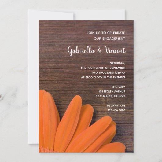 Rustige Oranje Daisy Ranch Engagement Party Kaart (Voorkant)
