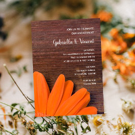 Rustige Oranje Daisy Ranch Engagement Party Kaart