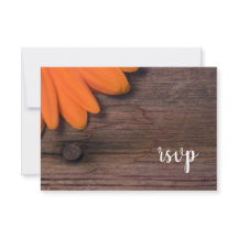 Rustige Oranje Daisy Ranch Wedding RSVP-kaart