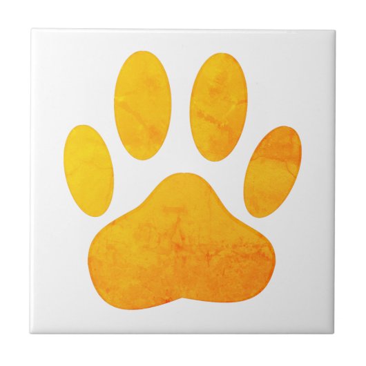 Rustige Oranje dog pawprint-tegel Tegeltje (Voorkant)