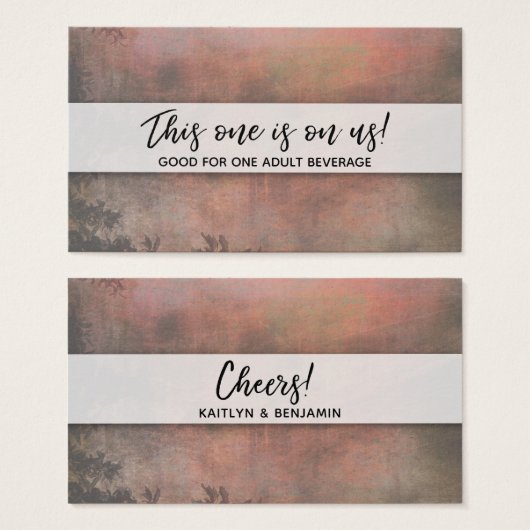 Rustige Oranje Drink Tickets met modern handschrif Visitekaartje (Voorkant /achterkant)
