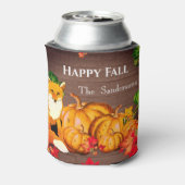 Rustige Oranje Fox Pumpkin-Herfst — Autumn Leaves Blikjeskoeler (Blikje Achterkant)