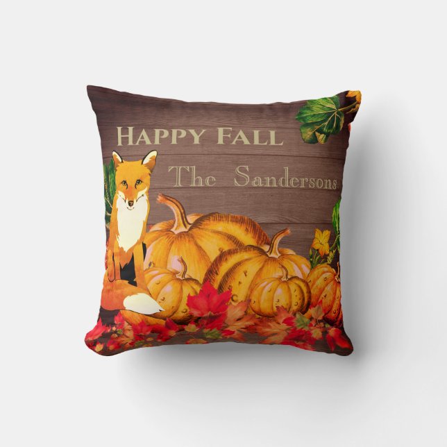 Rustige Oranje  Fox Pumpkin-Herfst — Autumn Leaves Kussen (Voorkant)