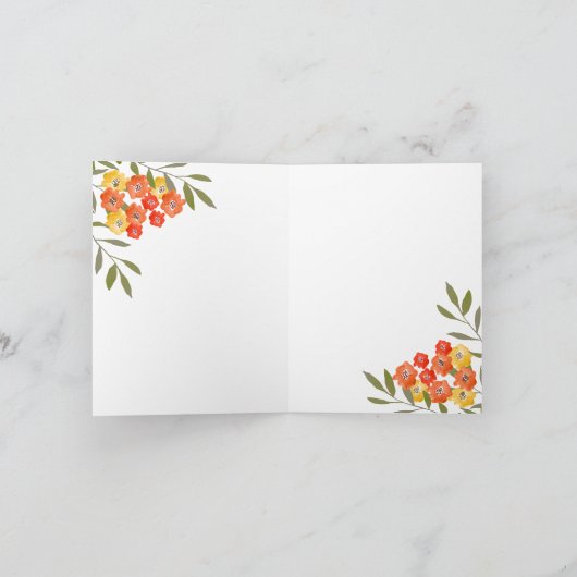 Rustige Oranje Gele Waterverf Floral Note Kaart (Binnen)