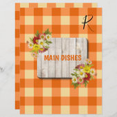 Rustige oranje gingham recept organisator (Voorkant / Achterkant)