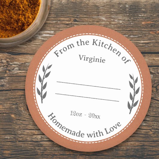 Rustige Oranje homemade met Sticker liefdeslabel