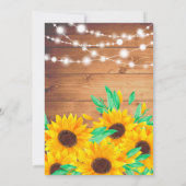 Rustige oranje houtsnaarlampen zonnebloembruiloft kaart (Achterkant)