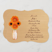 Rustige Oranje Mason Jar Bachelorette Party nodigt Kaart (Voorkant / Achterkant)