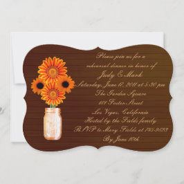 Rustige Oranje Mason Jar Rehearsal Dinner Invite Kaart