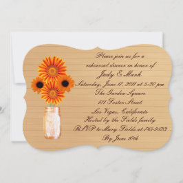 Rustige Oranje Mason Jar Rehearsal Dinner Invite Kaart