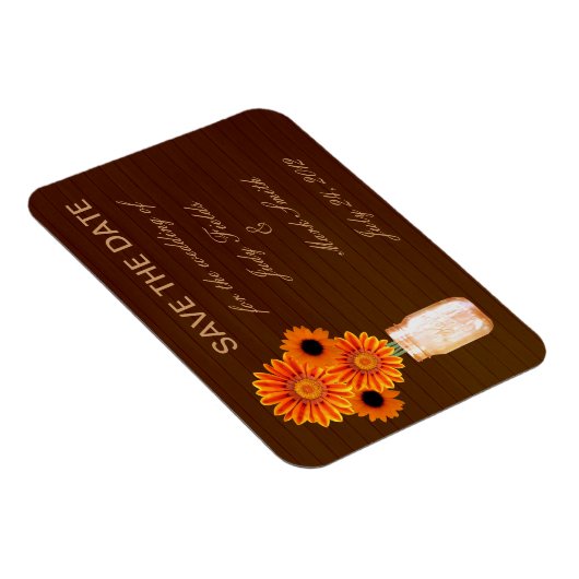 Rustige Oranje Mason Jar sparen de Datum Magnet Magneet (Rechterzijde)