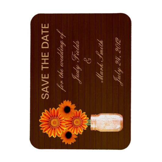 Rustige Oranje Mason Jar sparen de Datum Magnet Magneet (Verticaal)