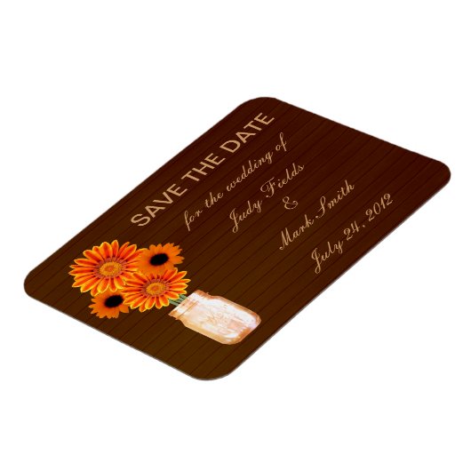 Rustige Oranje Mason Jar sparen de Datum Magnet Magneet (Linkerzijde)