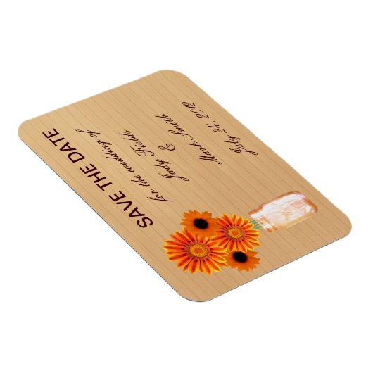 Rustige Oranje Mason Jar sparen de Datum Magnet Magneet (Rechterzijde)