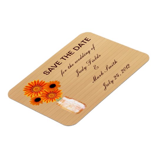 Rustige Oranje Mason Jar sparen de Datum Magnet Magneet (Linkerzijde)