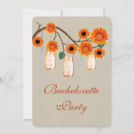 Rustige Oranje Mason Jars Bachelorette Party nodig Kaart