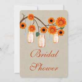 Rustige Oranje Mason Jars Bridal Shower Kaart