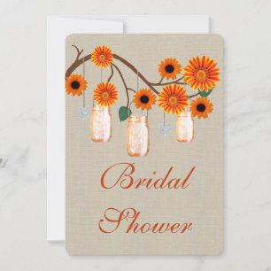 Rustige Oranje Mason Jars Bridal Shower Kaart