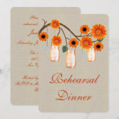 Rustige Oranje Mason Jars Rehearsal Dinner Invite Kaart (Voorkant / Achterkant)