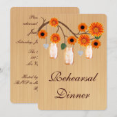 Rustige Oranje Mason Jars Rehearsal Dinner Invite Kaart (Voorkant / Achterkant)