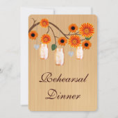 Rustige Oranje Mason Jars Rehearsal Dinner Invite Kaart (Voorkant)