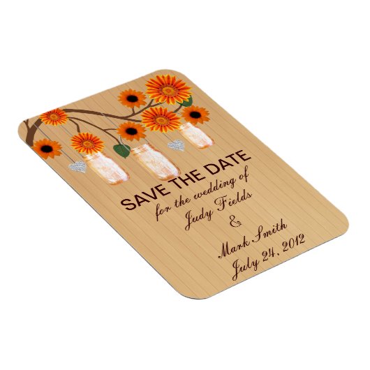 Rustige Oranje Mason Jars sparen de datum Magnet Magneet (Rechterzijde)