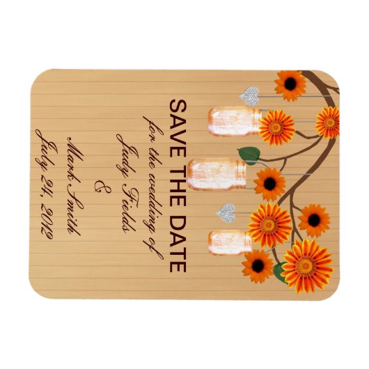 Rustige Oranje Mason Jars sparen de datum Magnet Magneet (Horizontaal)