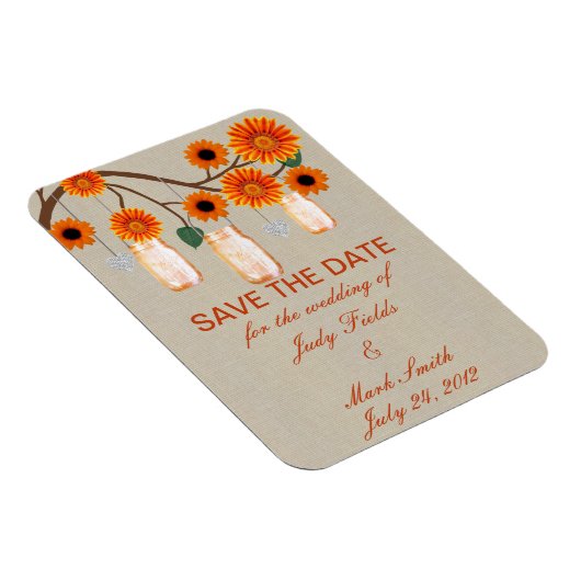 Rustige Oranje Mason Jars sparen de datum Magnet Magneet (Rechterzijde)